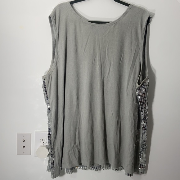 WOW ✨ WOMENS PLUS 4X GLITTER SEQUINS SILVER TANK TOP GLITZ CONCERT SWIFTIE EUC - Picture 6 of 12